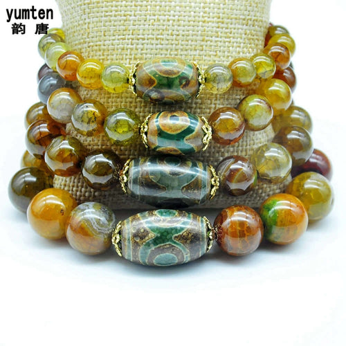 Natural Topaz Stone 925 Silver Pulseira Feminina Love Dzi beads Bracelet Charms Lot Men Agate Fashion Jewelry Gift Best Friend