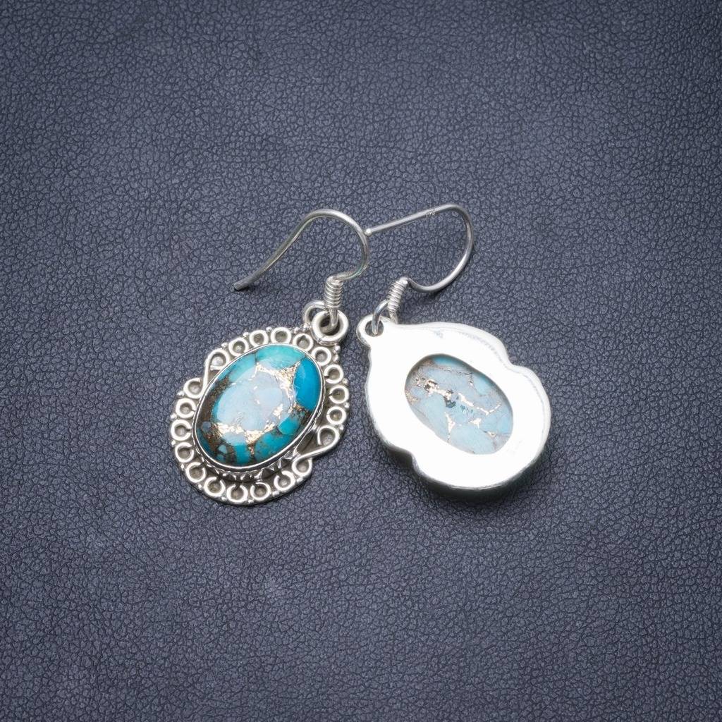 Natural Turquoise Handmade Unique 925 Sterling Silver Earrings 1 1/2 Y2308