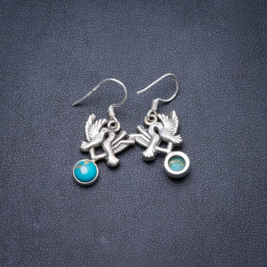 Natural Turquoise Handmade Unique 925 Sterling Silver Earrings 1 1/4 Y2355