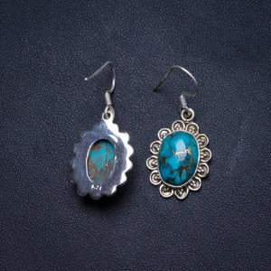 Natural Turquoise Handmade Unique 925 Sterling Silver Earrings 1.25 X3895