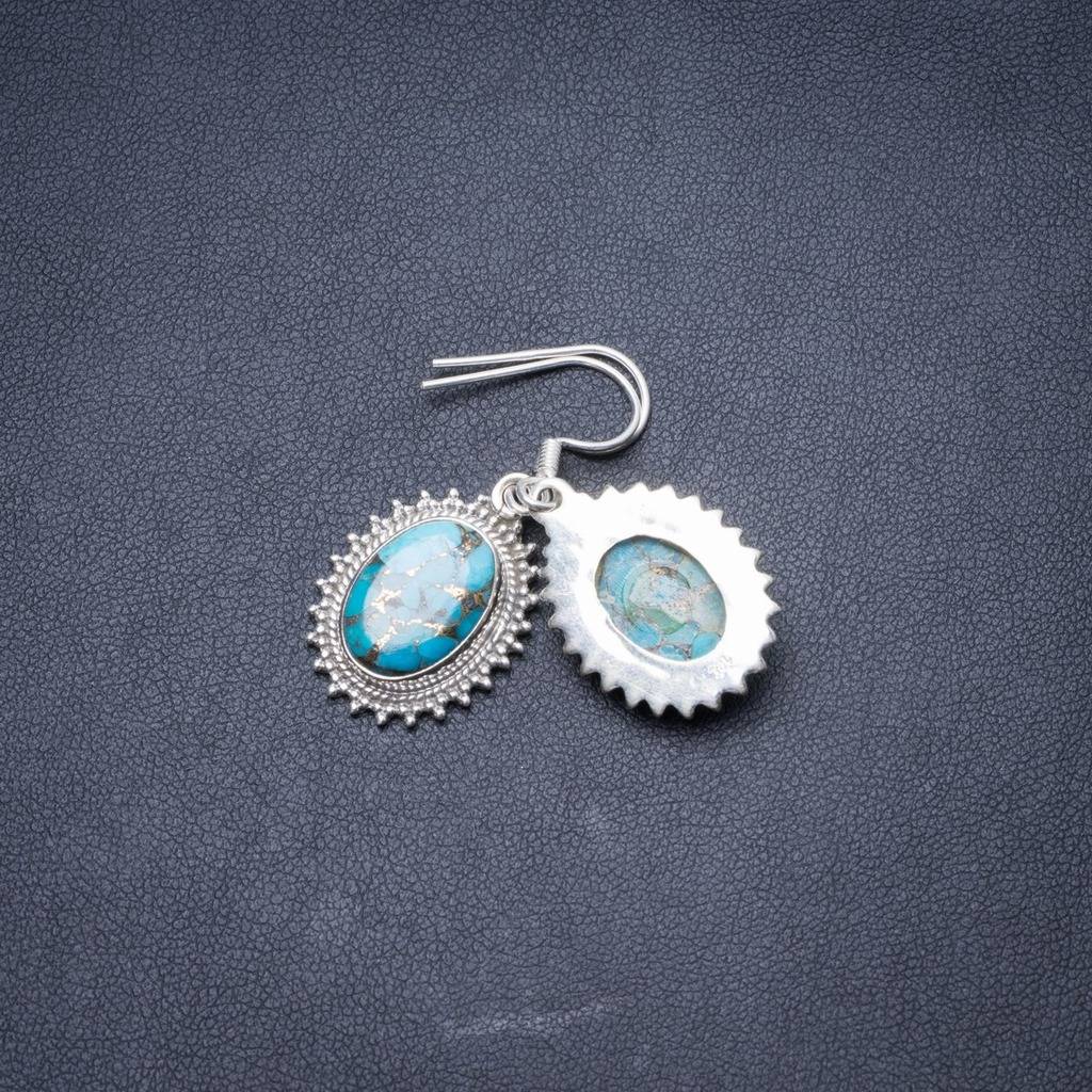Natural Turquoise Handmade Unique 925 Sterling Silver Earrings 1.25 Y3608