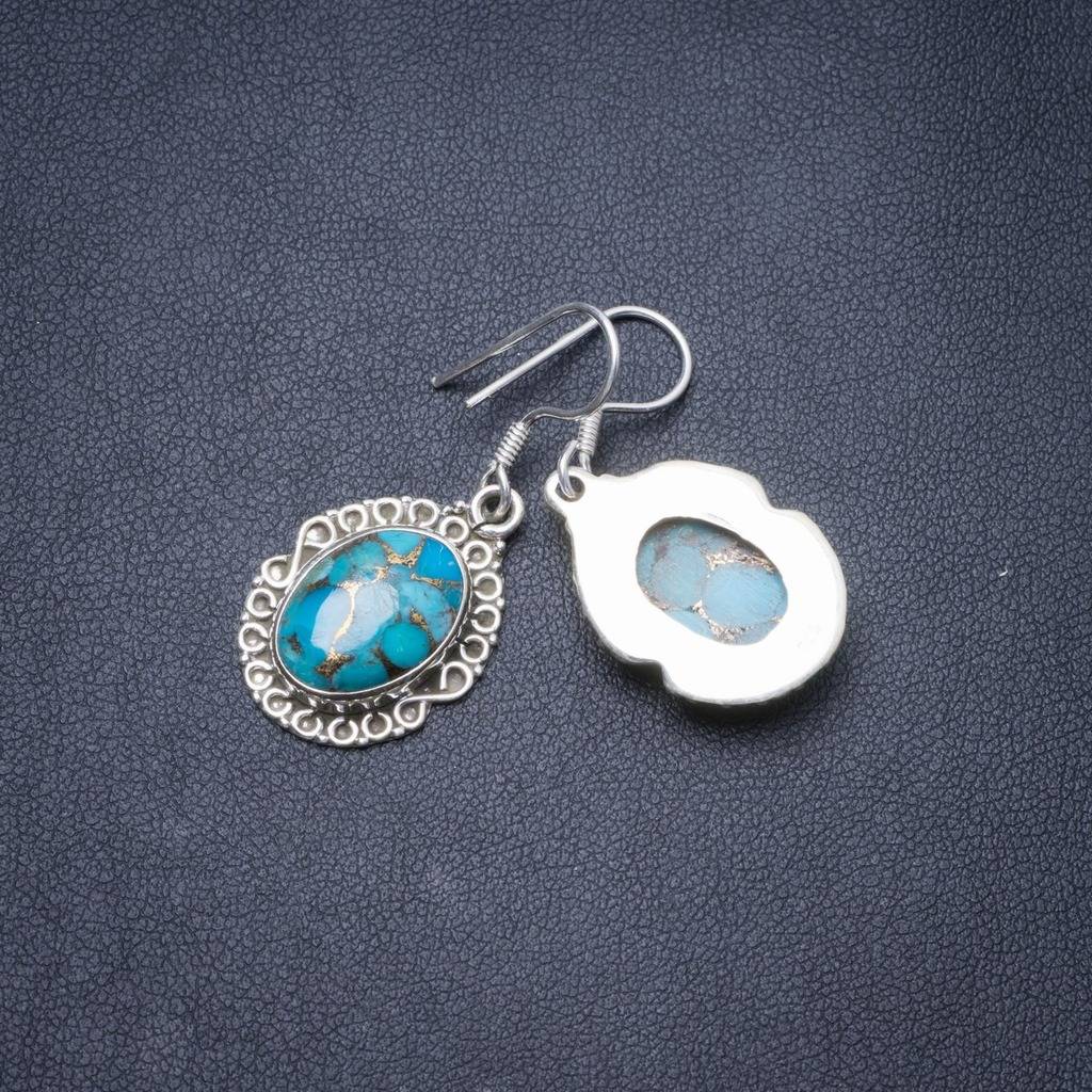 Natural Turquoise Handmade Unique 925 Sterling Silver Earrings 1.5 Y3012