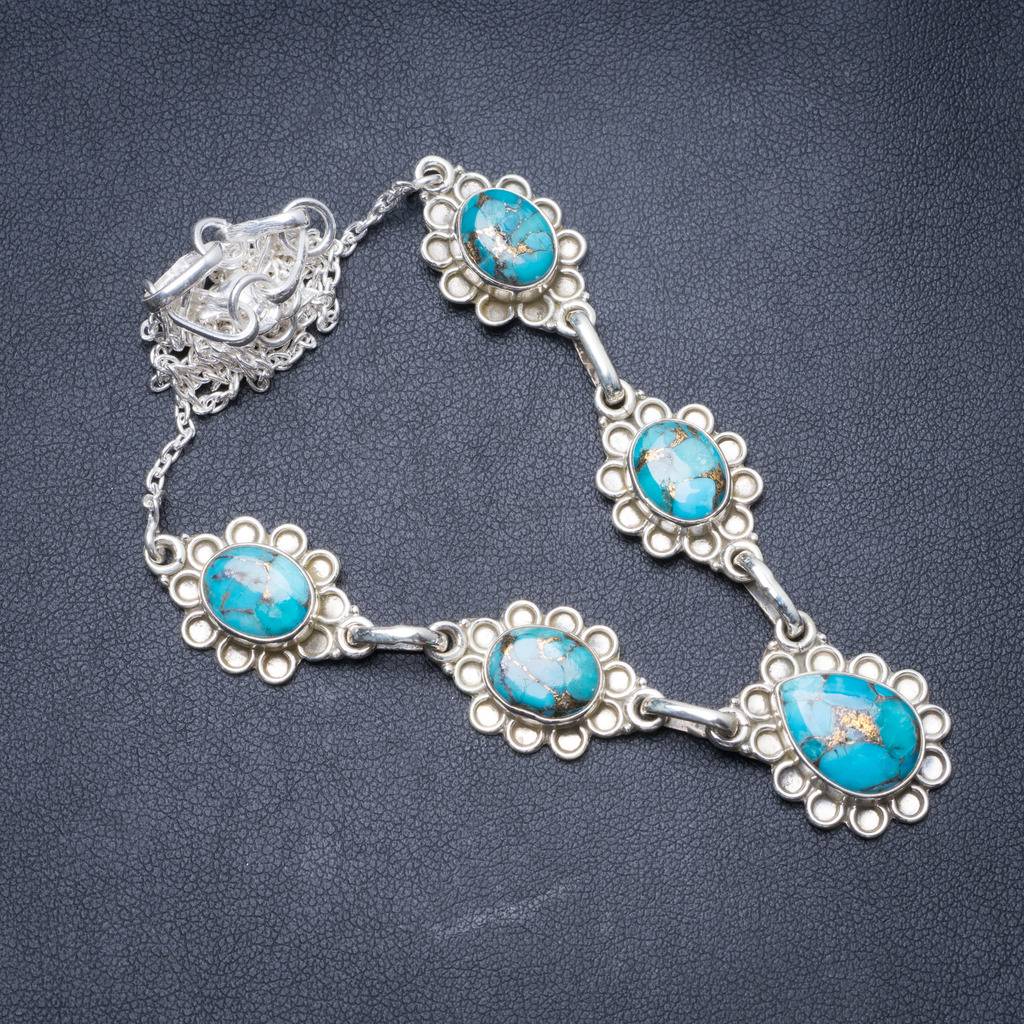 Natural Turquoise Handmade Unique 925 Sterling Silver Necklace 20.75 Y3479
