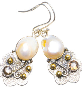 Natural Two Tones Biwa Pearl Handmade Unique 925 Sterling Silver Earrings 1.75 X4180