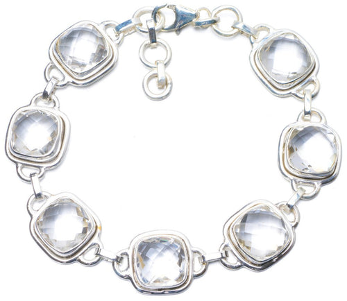 Natural White Topaz Handmade Unique 925 Sterling Silver Bracelet 7 1/4-8 Y0860