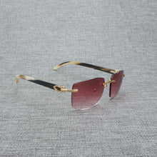 Load image into Gallery viewer, Natural Wood Sunglasses Men Black Buffalo Horn Rimless Eyeglasses Women Accessorie Metal Frame Oculos Square Gafas for Club