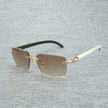 Carica l'immagine nel visualizzatore di Gallery, Natural Wood Sunglasses Men Black White Buffalo Horn Eyewear Women Accessories Oculos Shade Rimless Eyeglasses for Outdoor B