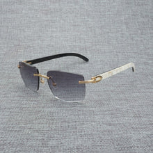 Carica l'immagine nel visualizzatore di Gallery, Natural Wood Sunglasses Men Black White Buffalo Horn Eyewear Women Accessories Oculos Shade Rimless Eyeglasses for Outdoor B