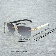Carica l'immagine nel visualizzatore di Gallery, Natural Wood Sunglasses Men Black White Buffalo Horn Eyewear Women Accessories Oculos Shade Rimless Eyeglasses for Outdoor B