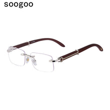 Load image into Gallery viewer, Natural Wooden Rimless Sunglasses Men 2023  Brand Designer Retro Classic Rectangle Frameless Sun Glasses for Male UV400