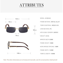 Load image into Gallery viewer, Natural Wooden Rimless Sunglasses Men 2023  Brand Designer Retro Classic Rectangle Frameless Sun Glasses for Male UV400
