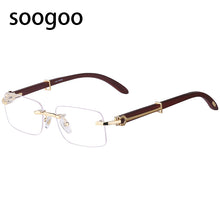 Load image into Gallery viewer, Natural Wooden Rimless Sunglasses Men 2023  Brand Designer Retro Classic Rectangle Frameless Sun Glasses for Male UV400