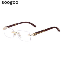 Load image into Gallery viewer, Natural Wooden Rimless Sunglasses Men 2023  Brand Designer Retro Classic Rectangle Frameless Sun Glasses for Male UV400