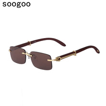 Load image into Gallery viewer, Natural Wooden Rimless Sunglasses Men 2023  Brand Designer Retro Classic Rectangle Frameless Sun Glasses for Male UV400