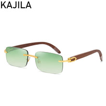 Load image into Gallery viewer, Natural Wooden Sunglasses Men 2020 Luxury Brand Rectangle Sun Glasses For Man Original Wood Rimless Sunglass Lentes De Sol