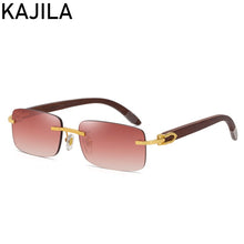Load image into Gallery viewer, Natural Wooden Sunglasses Men 2020 Luxury Brand Rectangle Sun Glasses For Man Original Wood Rimless Sunglass Lentes De Sol