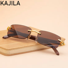 Load image into Gallery viewer, Natural Wooden Sunglasses Men 2020 Luxury Brand Rectangle Sun Glasses For Man Original Wood Rimless Sunglass Lentes De Sol