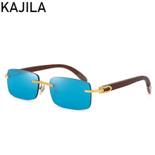 Load image into Gallery viewer, Natural Wooden Sunglasses Men 2020 Luxury Brand Rectangle Sun Glasses For Man Original Wood Rimless Sunglass Lentes De Sol