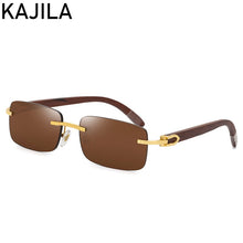 Load image into Gallery viewer, Natural Wooden Sunglasses Men 2020 Luxury Brand Rectangle Sun Glasses For Man Original Wood Rimless Sunglass Lentes De Sol