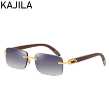 Load image into Gallery viewer, Natural Wooden Sunglasses Men 2020 Luxury Brand Rectangle Sun Glasses For Man Original Wood Rimless Sunglass Lentes De Sol