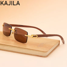Load image into Gallery viewer, Natural Wooden Sunglasses Men 2020 Luxury Brand Rectangle Sun Glasses For Man Original Wood Rimless Sunglass Lentes De Sol