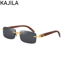 Load image into Gallery viewer, Natural Wooden Sunglasses Men 2020 Luxury Brand Rectangle Sun Glasses For Man Original Wood Rimless Sunglass Lentes De Sol