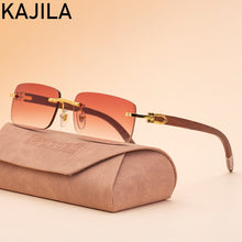 Load image into Gallery viewer, Natural Wooden Sunglasses Men 2020 Luxury Brand Rectangle Sun Glasses For Man Original Wood Rimless Sunglass Lentes De Sol