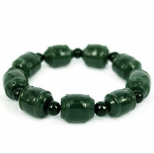 Carica l'immagine nel visualizzatore di Gallery, Natural XinJiang hetian jade QingYu Barrel beads catenary stone Lucky Stretch Elastic Bracelet Fashion Jewelry