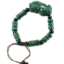 Carica l'immagine nel visualizzatore di Gallery, Natural XinJiang hetian jade QingYu Buddha head catenary Double sided tone Lucky Stretch Elastic Bracelet Fashion Jewelry