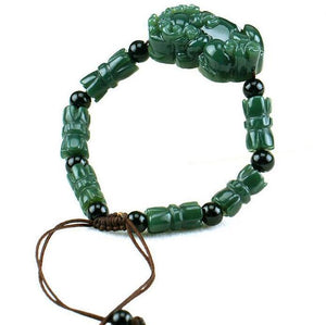 Natural XinJiang hetian jade QingYu Guanyin head catenary hand strings stone Lucky Stretch Elastic Bracelet Fashion Jewelry