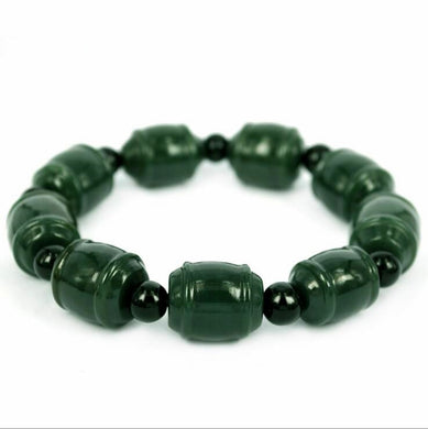 Natural XinJiang hetian jade QingYu lotus PiXiu catenary hand strings stone Lucky Stretch Elastic Bracelet Fashion Jewelry