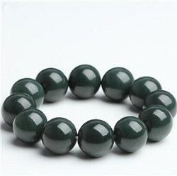 Natural XinJiang hetian jade QingYu lotus PiXiu catenary hand strings stone Lucky Stretch Elastic Bracelet Fashion Jewelry
