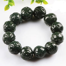 Carica l'immagine nel visualizzatore di Gallery, Natural XinJiang hetian jade refill catenary QingYu and MoYu jade catenary tone Lucky Stretch Elastic Bracelet Fashion Jewelry