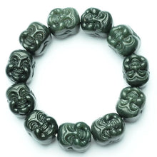 Carica l'immagine nel visualizzatore di Gallery, Natural XinJiang hetian jade refill catenary QingYu and MoYu jade catenary tone Lucky Stretch Elastic Bracelet Fashion Jewelry
