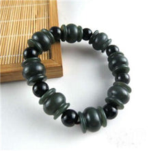 Carica l'immagine nel visualizzatore di Gallery, Natural XinJiang hetian jade refill catenary QingYu and MoYu jade catenary tone Lucky Stretch Elastic Bracelet Fashion Jewelry