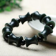 Carica l'immagine nel visualizzatore di Gallery, Natural XinJiang hetian jade refill catenary QingYu and MoYu jade catenary tone Lucky Stretch Elastic Bracelet Fashion Jewelry