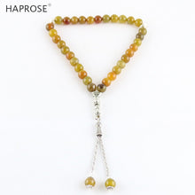 Carica l'immagine nel visualizzatore di Gallery, Natural agate Material Round Shape 33 Prayer Beads Islamic Muslim Jewelry Tasbih Masbaha Allah Rosary Tesbih 6-12MM