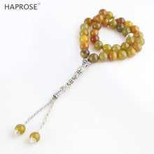 Carica l'immagine nel visualizzatore di Gallery, Natural agate Material Round Shape 33 Prayer Beads Islamic Muslim Jewelry Tasbih Masbaha Allah Rosary Tesbih 6-12MM