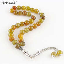 Carica l'immagine nel visualizzatore di Gallery, Natural agate Material Round Shape 33 Prayer Beads Islamic Muslim Jewelry Tasbih Masbaha Allah Rosary Tesbih 6-12MM