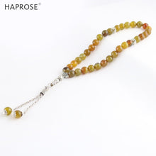 Carica l'immagine nel visualizzatore di Gallery, Natural agate Material Round Shape 33 Prayer Beads Islamic Muslim Jewelry Tasbih Masbaha Allah Rosary Tesbih 6-12MM