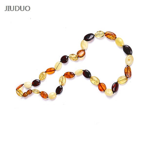 Natural amber beeswax original stone distribution chain Gold / Rainbow sweater chain Necklace female male models