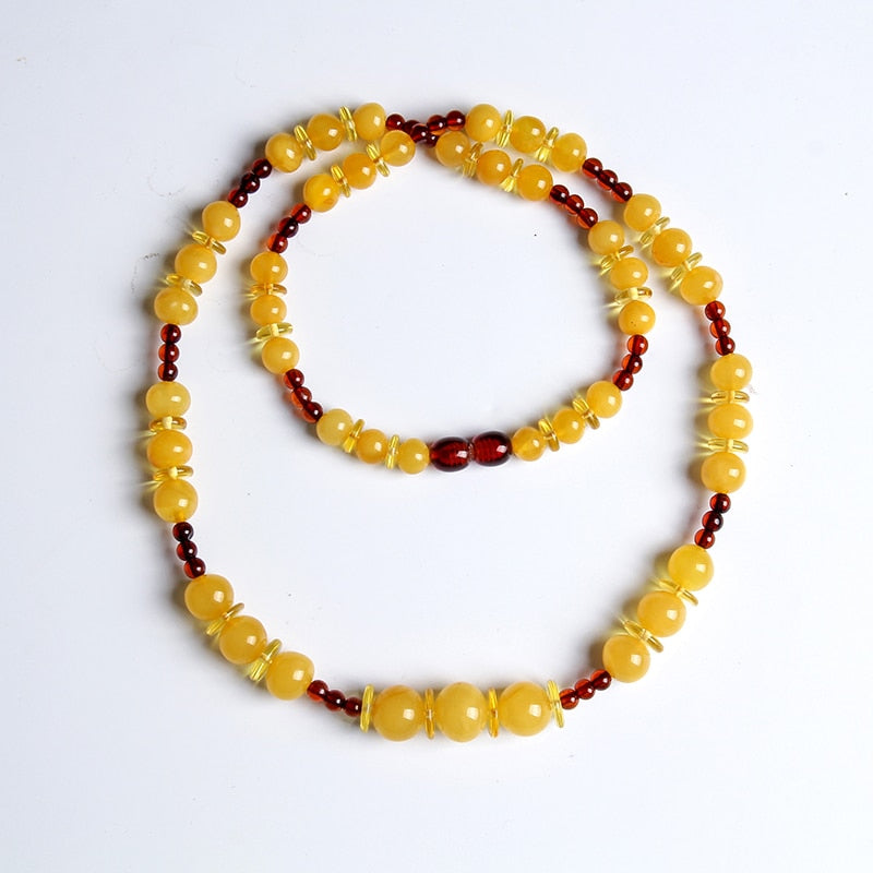 Natural amber beeswax treasure necklace beeswax beads with blood purse chain men and women more than treasure chain necklace