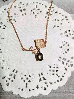 Natural black Starlight sapphire stone Necklace natural gemstone Pendant Necklace S925 silver Fashion lotus women party Jewelry