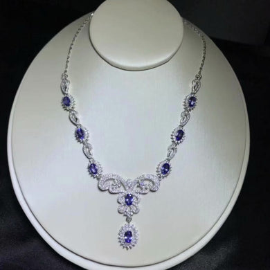 Collana con tanzanite blu naturale Collana con pendente in pietra preziosa naturale S925 argento trendy libellula gioielli da donna per feste 