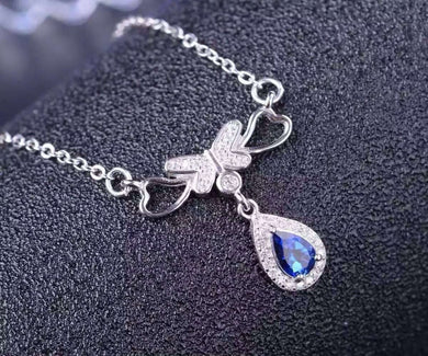 Collana in pietra naturale di tanzanite blu Collana con ciondolo in pietra preziosa naturale S925 Argento Farfalle di moda volano gioielli per feste da donna 