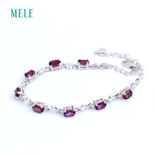Natural garnet, blue topaz, amethyst silver bracelet, 8 pieces of oval 4mm*6mm , beautiful color and fashion design