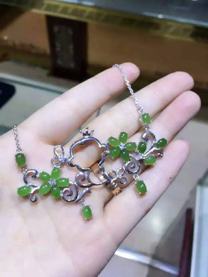 Collana di diaspro verde naturale Collana con pendente in pietra preziosa naturale S925 Argento sterling alla moda Gioielli da donna per feste da scimmia da giardino 