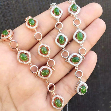 Natural green jasper Necklace natural gemstone Pendant Necklace S925 silver trendy Luxury arr Clouds round women Jewelry