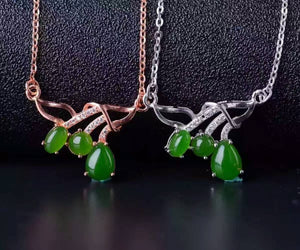 Natural green jasper Necklace natural gemstone Pendant Necklace S925 silver women Child Fashion Irregular personality Jewelry