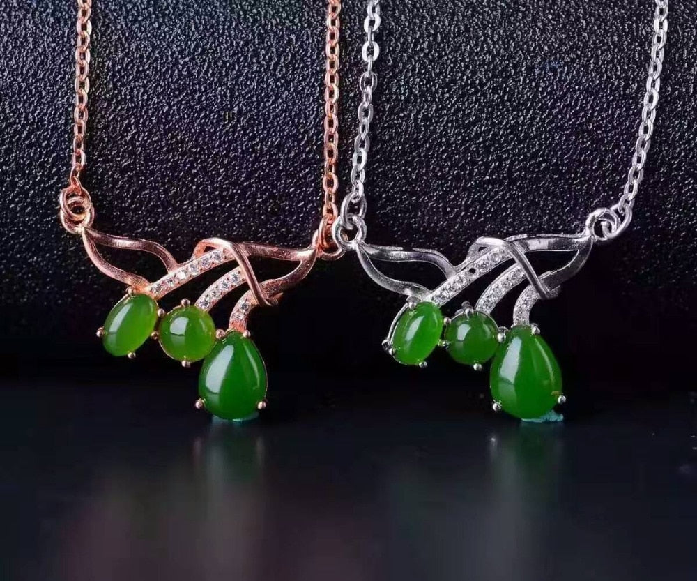 Natural green jasper Necklace natural gemstone Pendant Necklace S925 silver women Child Fashion Irregular personality Jewelry